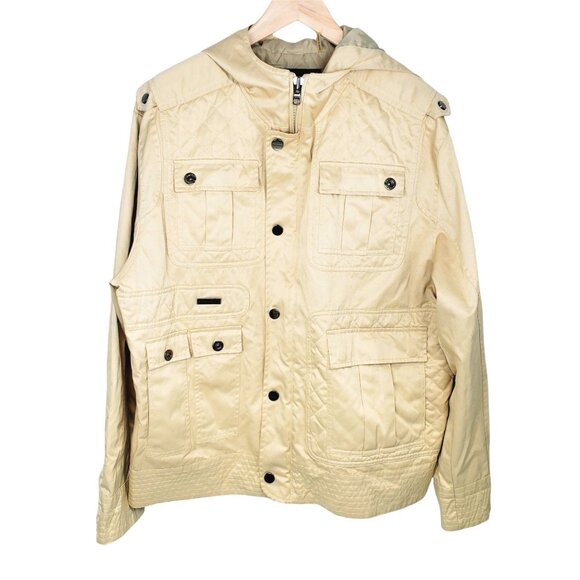 Sean John Mens Khaki‎ Quilted Hooded Jacket XL - Picture 8 of 8